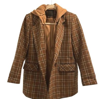 Mina Self Hooded Plaid Jacket