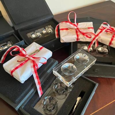 Williams Sonoma Crystal Salt Cellars with Sterling Spoons (8)