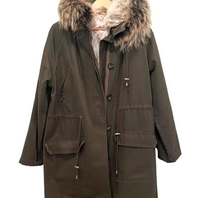 Love Token Parka with Fur Trimmed Hood and Rabbit Fur Lining