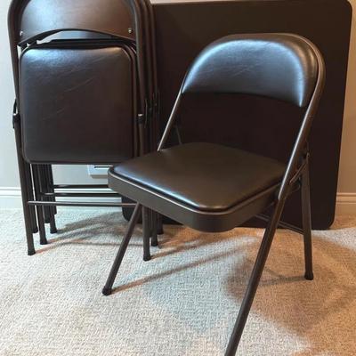 Sudden Comfort By Meco, Folding Table & Chairs In Brown Cinnabar Vinyl