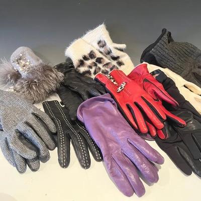 Winter Gloves with Cashmere Lined, Fur Trimmed, Italian
