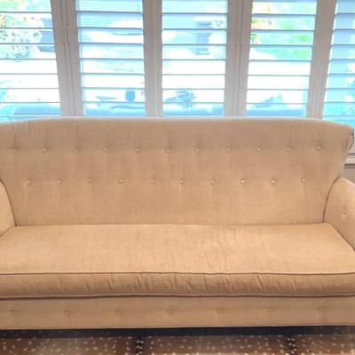 CR Laine Cut/Woven Velveteen Button Tufted Sofa #1