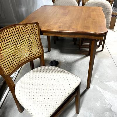 Stakmore Cherry Finish Folding Table and Four Chairs