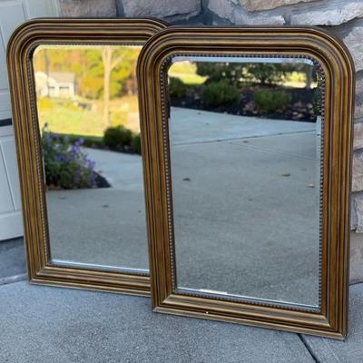 Pair (2) Louis Wall Mirrors In Antique Gold, By Ballard Designs