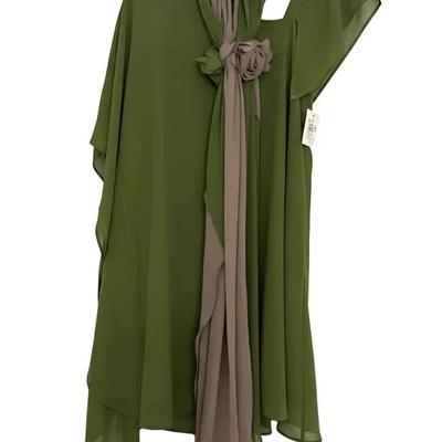 Italian La Vie en Rose Olive Silk Dress, NWT