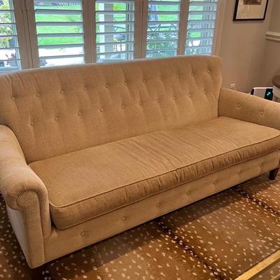 CR Laine Cut/Woven Velveteen Button Tufted Sofa #2