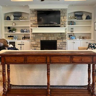 JC Edited Country Walnut Parquet Double Console Table