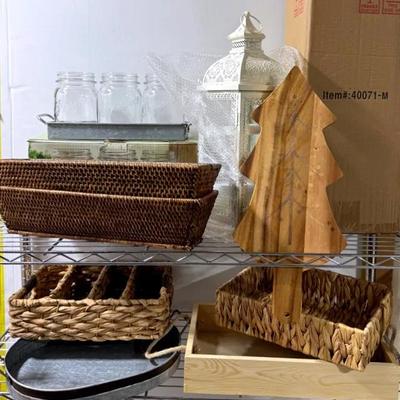 Country Kitchen & Home Decor With Baskets, Lantern (New) & Meritage Christmas Tree Charcuterie Board