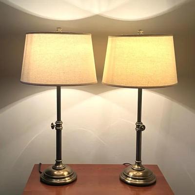 Pottery Barn Chelsea Brass Lamps with Linen Shades