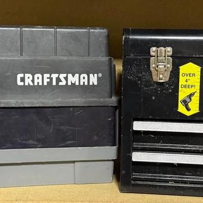 Pair (2) Craftsman Tool Boxes, Metal & Plastic, With Some Contents