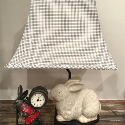 Ceramic Bunny Lamp & Resin Rabbit Clock