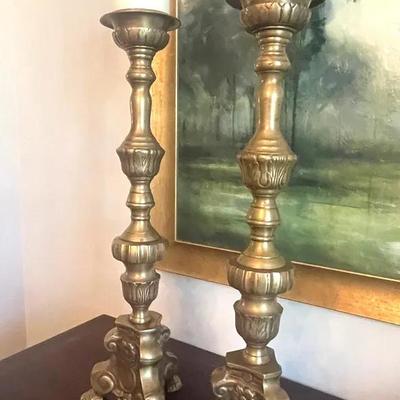 Solid Brass Candleholders with Battery Candles