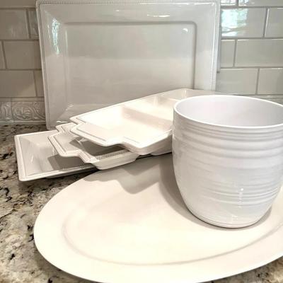 White Porcelain Serving Dishes and Trays from Crate & Barrel, Pier 1