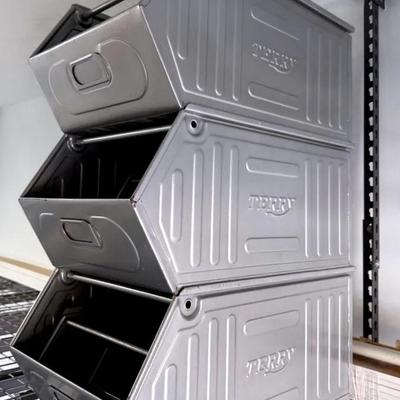 Three (3) Solid Metal ‘Terry’ Stacking Storage Shelves From The Container Store