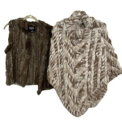 Rabbit Fur Poncho and Fur Vest