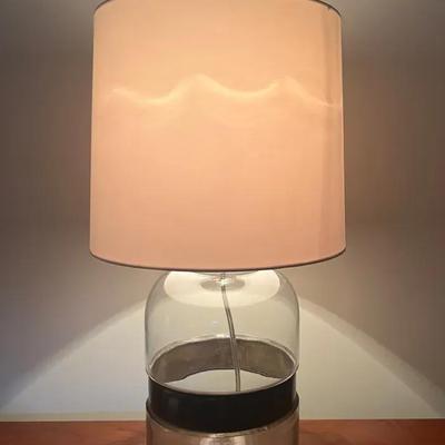 Banded Metal Glass Jar Lamp
