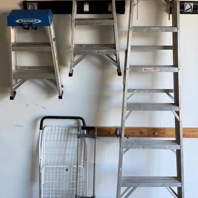 Home Supply Ladders (3) And Rolling Carts (2), With Werner & More