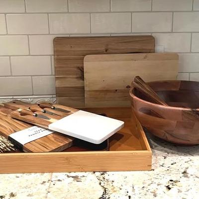 Kitchen Wood Serveware with Charcuterie Board, Trays