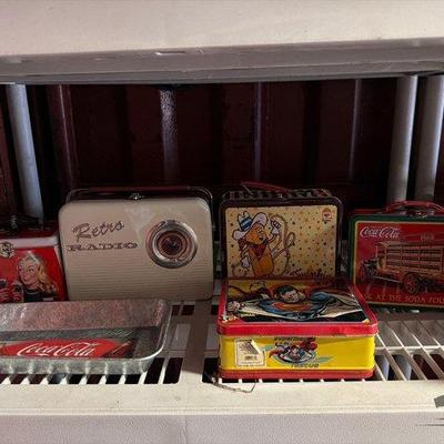 6504 • 5 tin lunchboxes and 1 coca cola tray