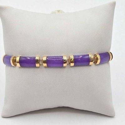 800 • 10k gold semi precious stone bracelet, 11.6g