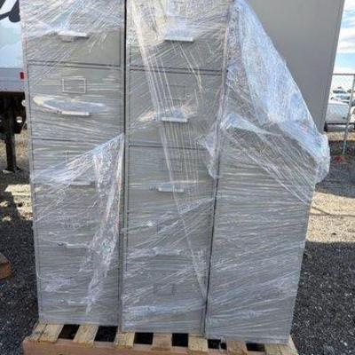 91012 • 3 mcdowell & craig metal filing cabinets with keys