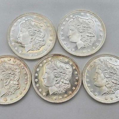1250 • (5) .999 morgan silver rounds