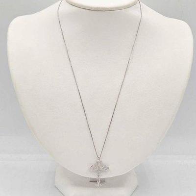 Sale Photo Thumbnail #24: 714 • 14k white gold necklace with diamond cross pendant, 3.1g