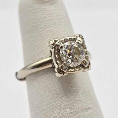 712 • 14k white gold and diamond ring, 3.2g