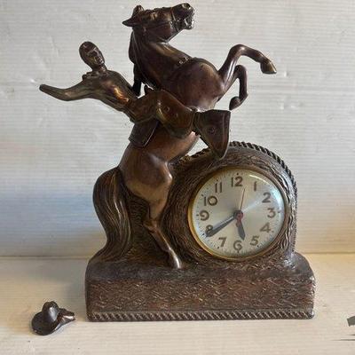 4006 • sessions meta rearing horse cowboy mantel clock