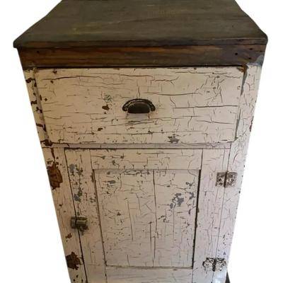 Vintage Cabinet With Drawer And Two Shelves Behind Door