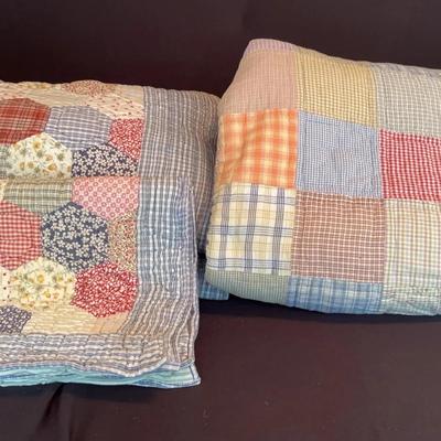 Pottery Barn Bedding Quilt With 2 Pillow Covers & Patch Squares Quilt