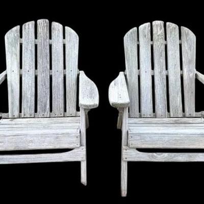 Pair of Adirondack style, wooden chairs