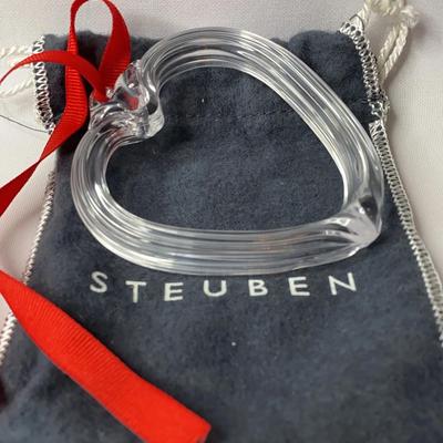 Steuben Crystal Heart Christmas Ornament