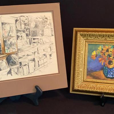 Artist Sam Smith “Inside Of Luchenbach Store” Hand Colored 133/1000 & Oil Painting, Initials SAJ