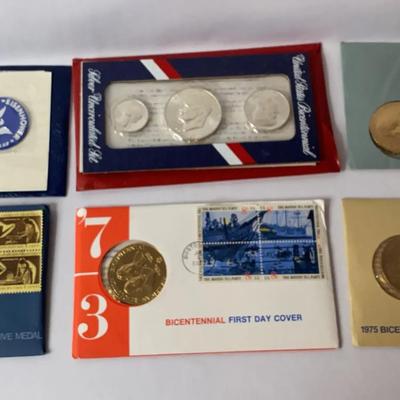 Lot 1-40% Silver Coins, Bicentennial First Day Covers And American Revolutionary Commemorative Coin
