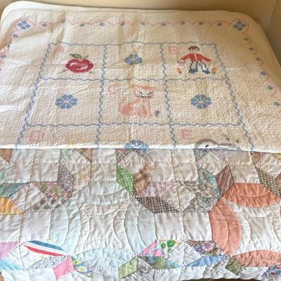 Sweet, dainty quilt lot (2 quilts)- baby blanket is definitely vintage