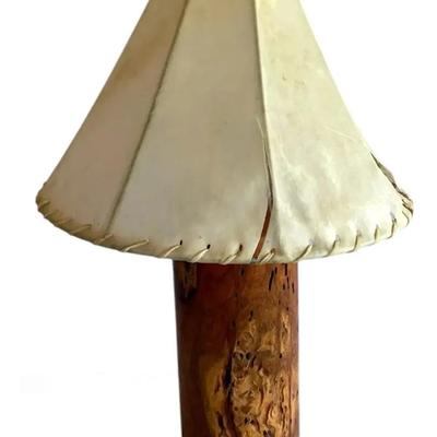 Solid Wood Lamp Base With Hide Lamp Shade