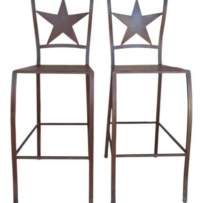 Pair of Wrought Iron Bar Stools