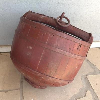Old well bucket -  made of wood and metal