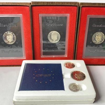 Bicentennial 40% Silver Proof Set, Eisenhower Proof Dollars: 1971S, 1972S, 1974S