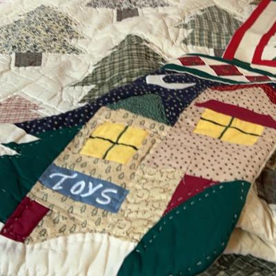 Christmas Quilted Stockings, Two Placemats And A Full Quilt