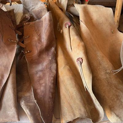 2 pair of leather chaps - very worn