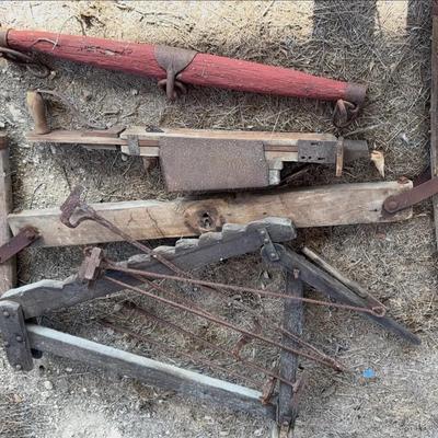 Farm Equipment, Lot 1 - branding irons, yokes
