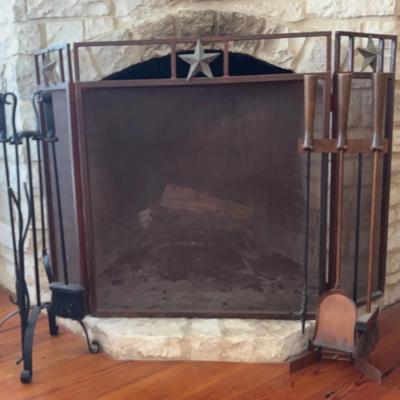 Fireplace Screen With Two  Fireplace Tool Set