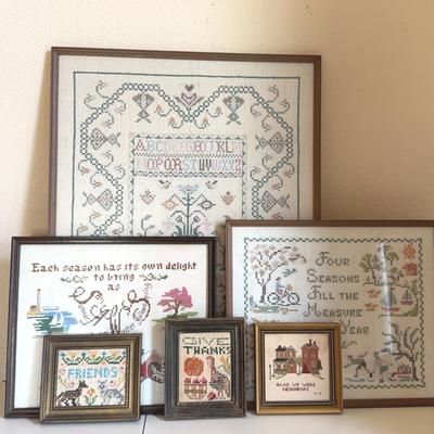 Framed cross stitch collection