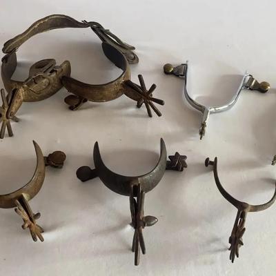 Vintage Spurs: 2 Pair And 3 Singles