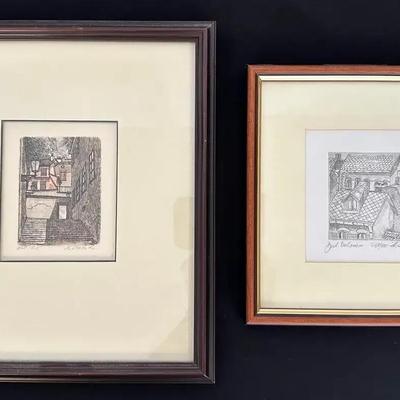 Euro Building Small Prints- Set Of 2- Signed