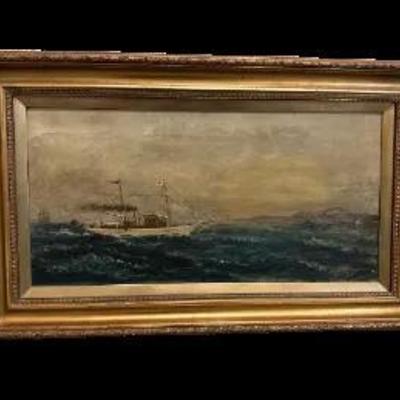Antique Sea Painting By J.S. Johnstone 1912