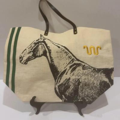 King ranch Canvas Tote Bag With Leather Straps By Twos Company