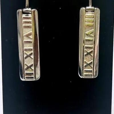 Tiffany & Co Atlas Roman Numeral Sterling Silver Dangle Earrings